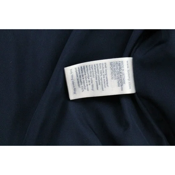 Tommy Jeans Tommy Hilfiger Mens Hooded Down Jacket Blue Sz XS Embroidery Elastic - Picture 15 of 16